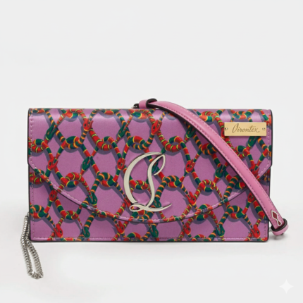 Virontex Purple Snake Print Satin Clutch Bag