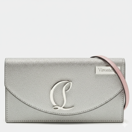 Virontex Silver Glitter Leather Clutch Bag